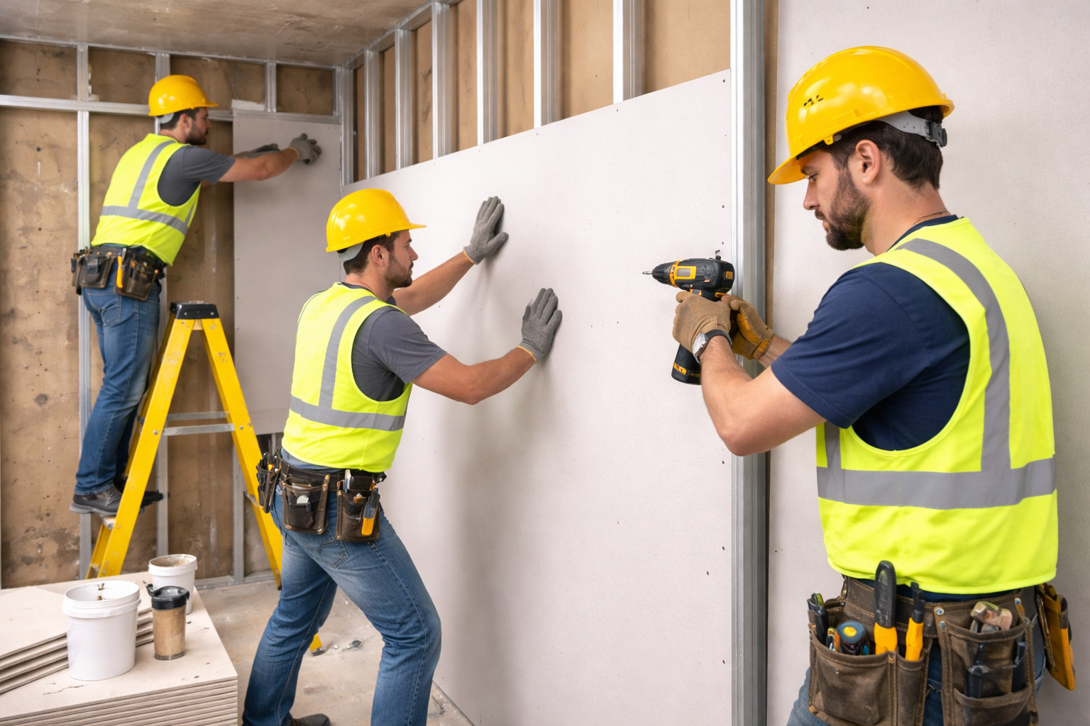Commercial drylining installation in Derby