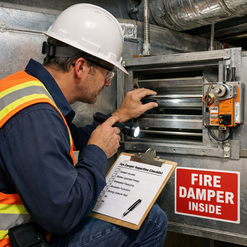 Fire damper compliance inspection in Derby